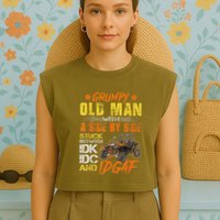 Grumpy Old Man Sxs Utv Side By Side Garment-Dyed Women's Muscle Tee