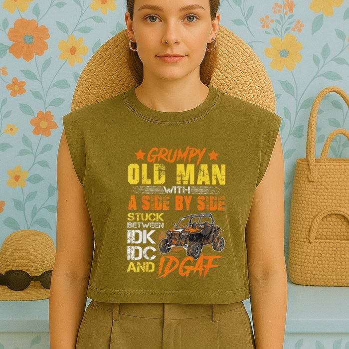 Grumpy Old Man Sxs Utv Side By Side Garment-Dyed Women's Muscle Tee