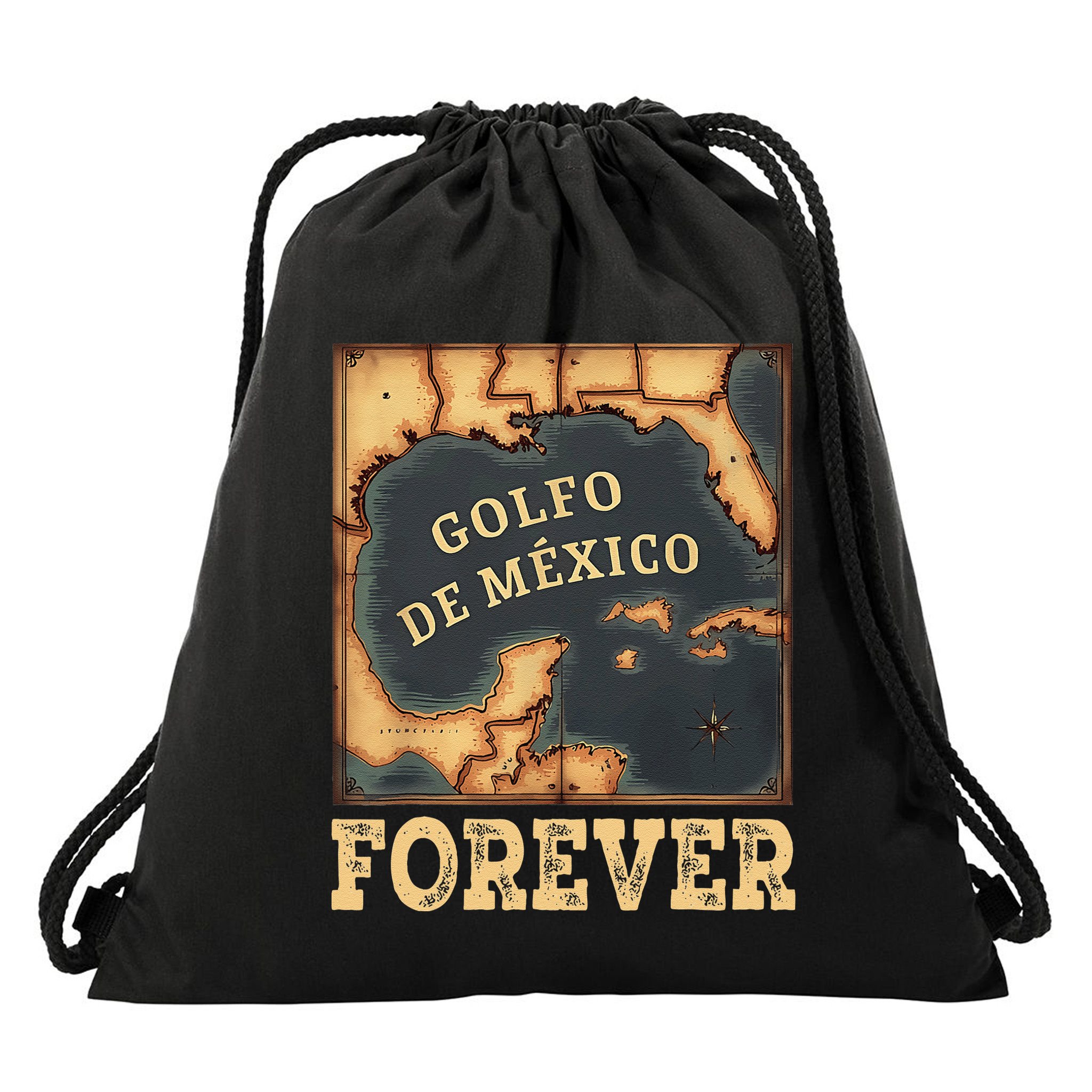 Gulf Of Mexico Summer Not Trump Us America Historic Map .Png Drawstring Bag