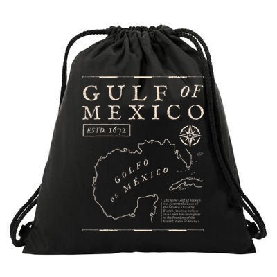 Gulf Of Mexico 1672 Historic Map Drawstring Bag
