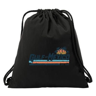 Gulf Of Mexico Est 1550 Retro Beach Drawstring Bag
