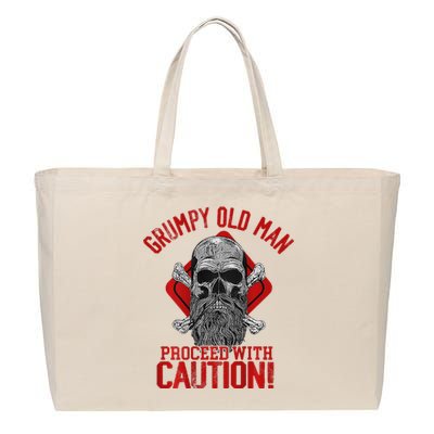 Grumpy Old Man Proceed With Caution Cotton Canvas Jumbo Tote