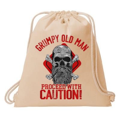 Grumpy Old Man Proceed With Caution Drawstring Bag