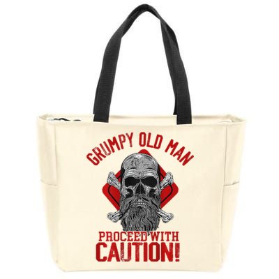 Grumpy Old Man Proceed With Caution Zip Tote Bag