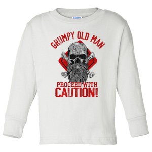 Grumpy Old Man Proceed With Caution Toddler Long Sleeve Shirt