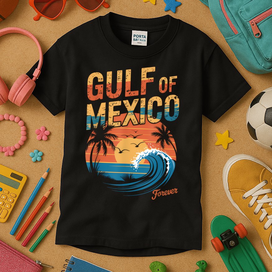 Gulf Of Mexico Forever Retro Vintage Gulf Of Mexico Kids T-Shirt