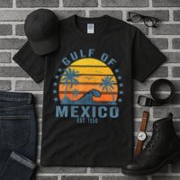 Gulf Of Mexico Est 1550 Retro Vintage Gulf Beach Tall T-Shirt