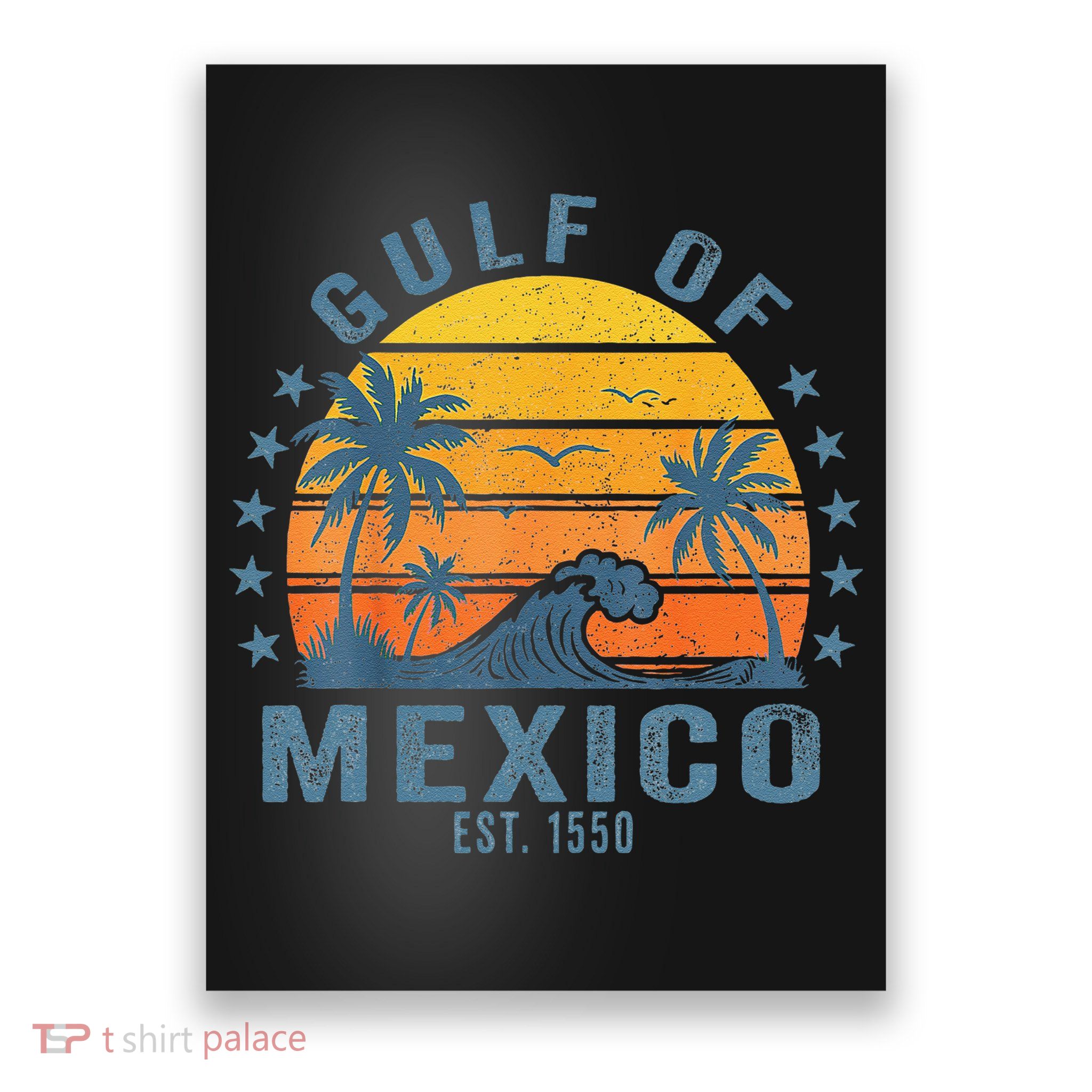 Gulf Of Mexico Est 1550 Retro Vintage Gulf Beach Poster