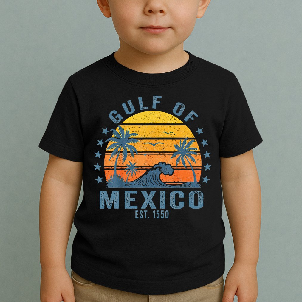 Gulf Of Mexico Est 1550 Retro Vintage Gulf Beach Toddler T-Shirt