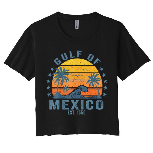 Gulf Of Mexico Est 1550 Retro Vintage Gulf Beach Crop Top