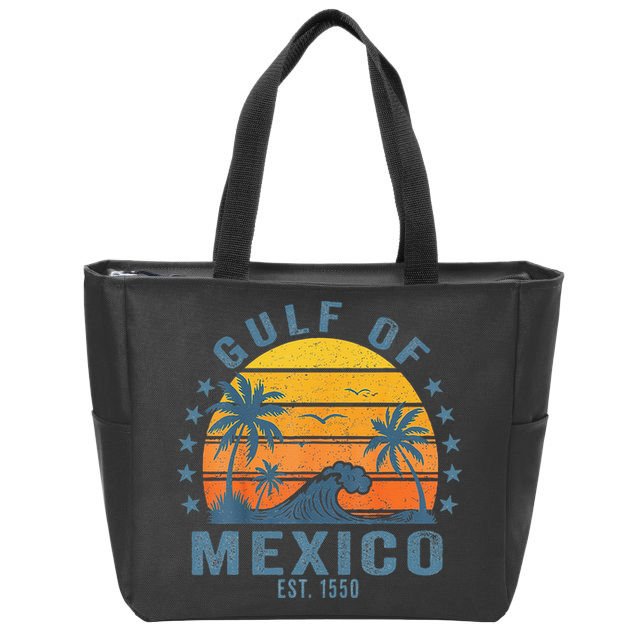 Gulf Of Mexico Est 1550 Retro Vintage Gulf Beach Zip Tote Bag