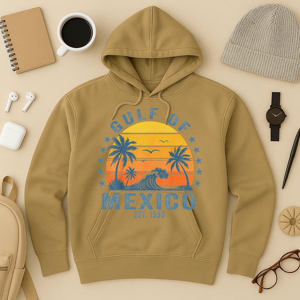 Gulf Of Mexico Est 1550 Retro Vintage Gulf Beach Hoodie