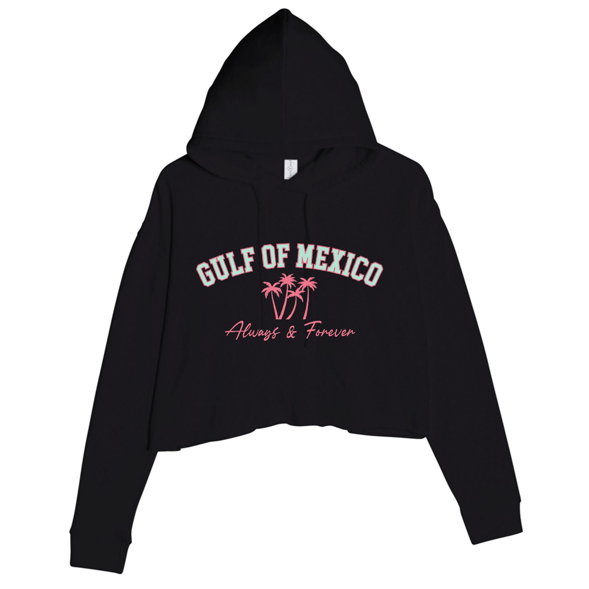 Gulf Of Mexico Always Forever Coastal Love Palms Crop Fleece Hoodie