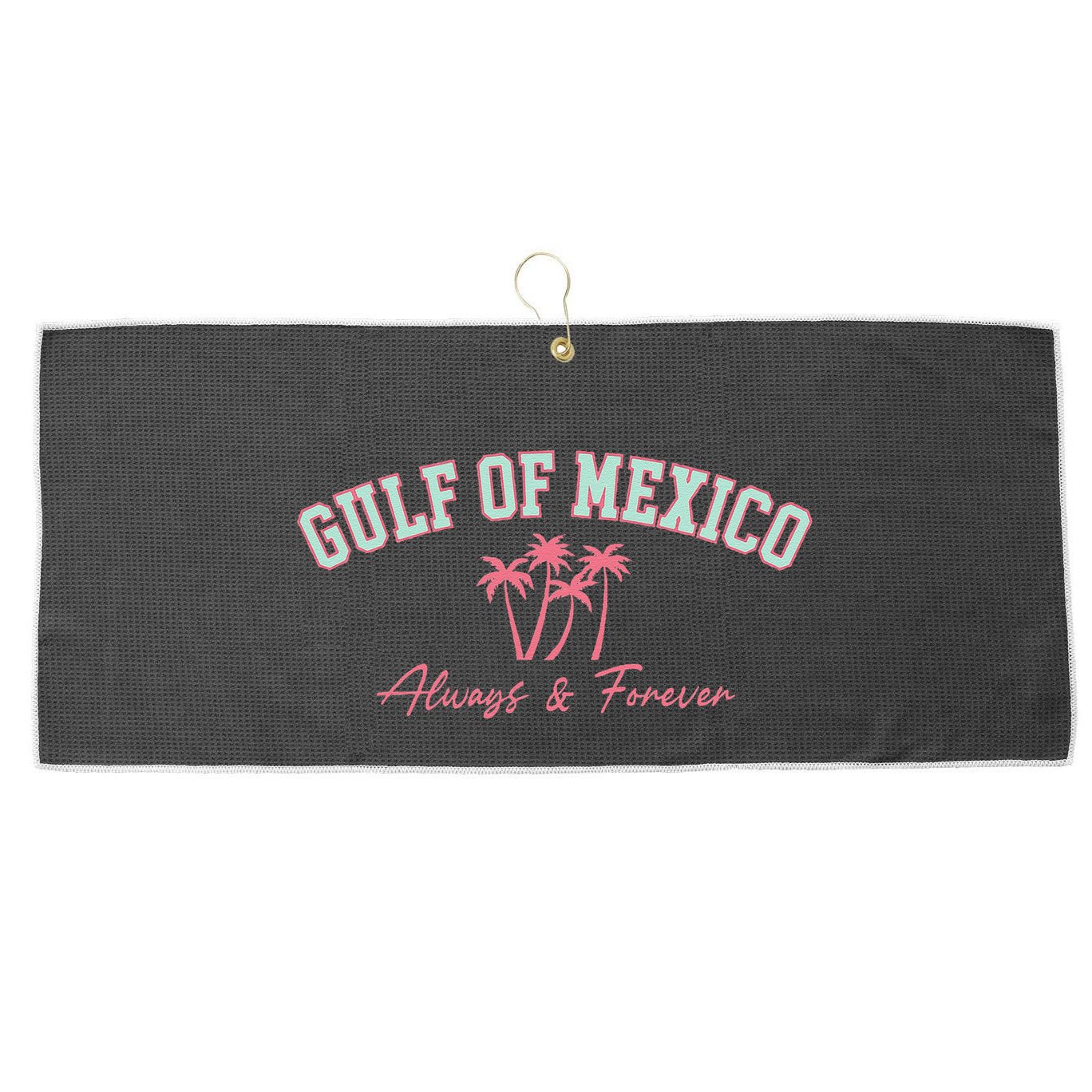 Gulf Of Mexico Always Forever Coastal Love Palms Large Microfiber Waffle Golf Towel