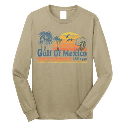 Gulf Of Mexico Est 1550 Retro Vintage Beach Long Sleeve Shirt