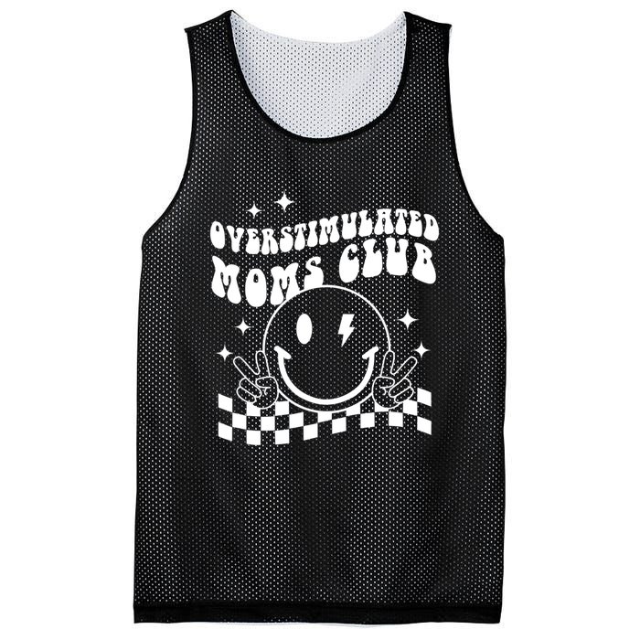 Groovy Overstimulated Moms Club Funny Trendy Mom Mesh Reversible Basketball Jersey Tank