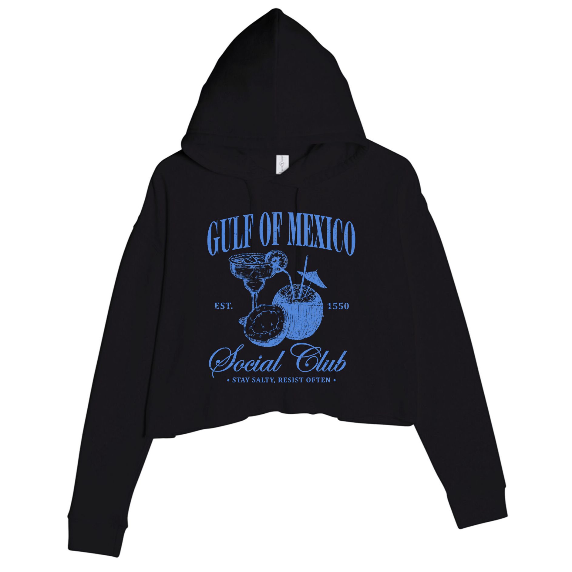 Gulf Of Mexico Vintage Social Club Est 1550 Crop Fleece Hoodie