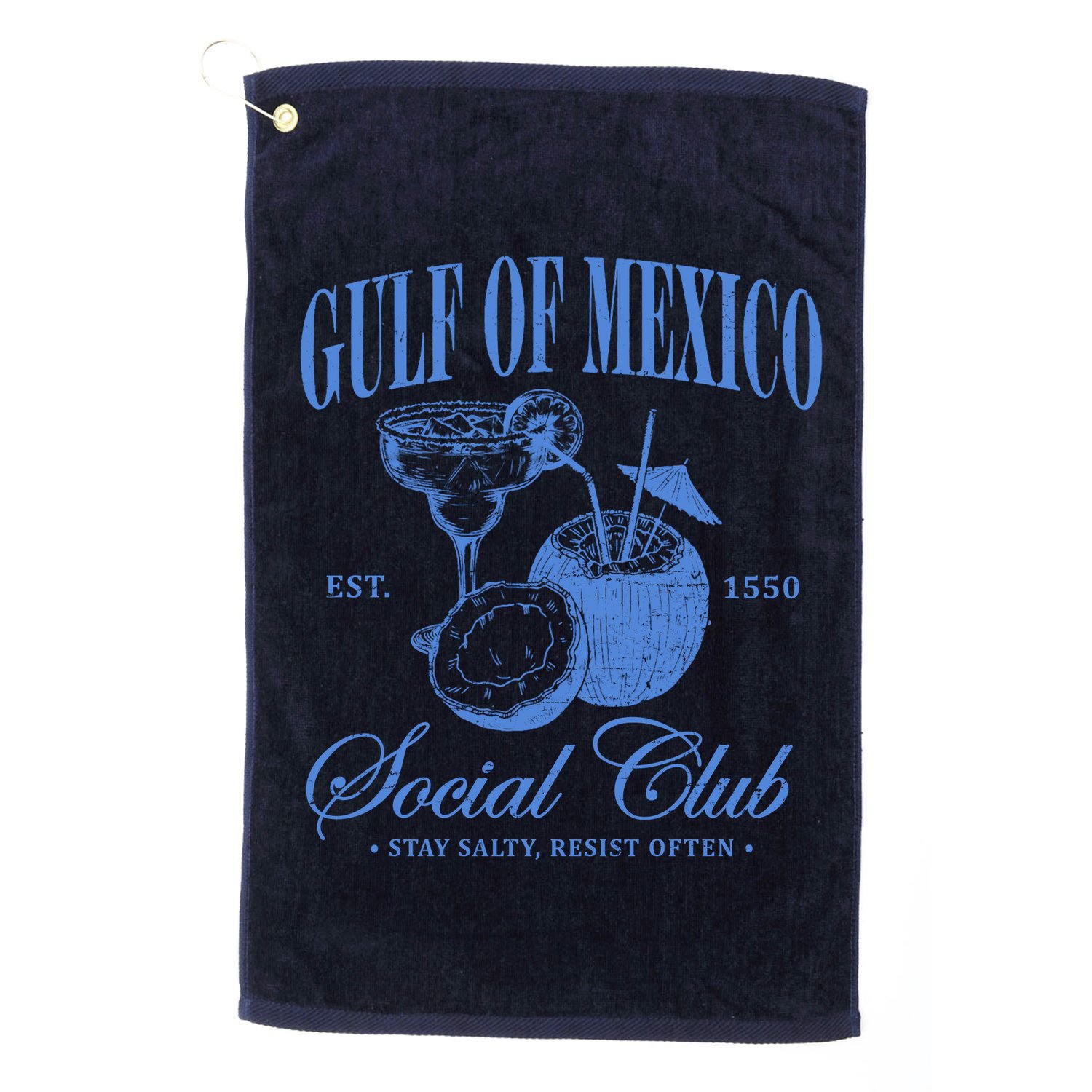 Gulf Of Mexico Vintage Social Club Est 1550 Golf Towel