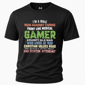 Grumpy Old Man Gamer Mom Against Vaping Gamer Who Lives At 420 Christian Values Cooling Performance Crew T-Shirt