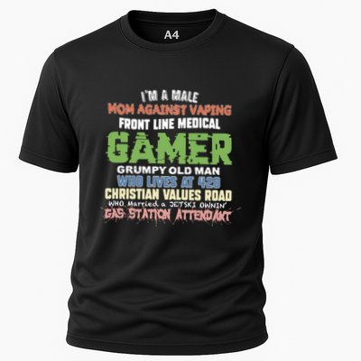 Grumpy Old Man Gamer Mom Against Vaping Gamer Who Lives At 420 Christian Values Performance Shirt