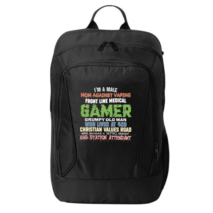 Grumpy Old Man Gamer Mom Against Vaping Gamer Who Lives At 420 Christian Values City Backpack