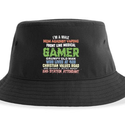 Grumpy Old Man Gamer Mom Against Vaping Gamer Who Lives At 420 Christian Values Sustainable Bucket Hat