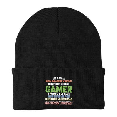 Grumpy Old Man Gamer Mom Against Vaping Gamer Who Lives At 420 Christian Values Beanie