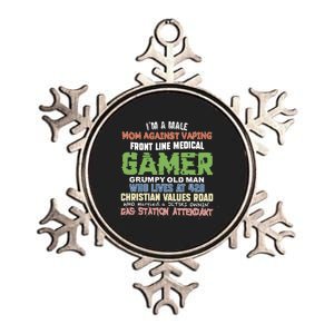 Grumpy Old Man Gamer Mom Against Vaping Gamer Who Lives At 420 Christian Values Metallic Star Ornament