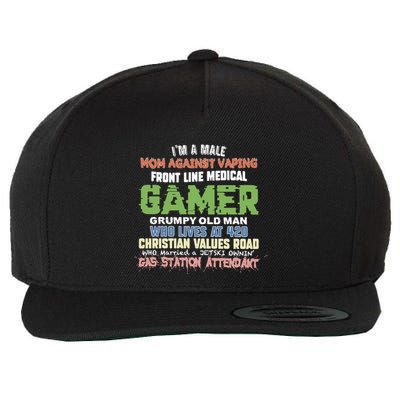 Grumpy Old Man Gamer Mom Against Vaping Gamer Who Lives At 420 Christian Values Wool Snapback Cap