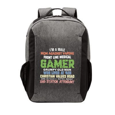 Grumpy Old Man Gamer Mom Against Vaping Gamer Who Lives At 420 Christian Values Vector Backpack