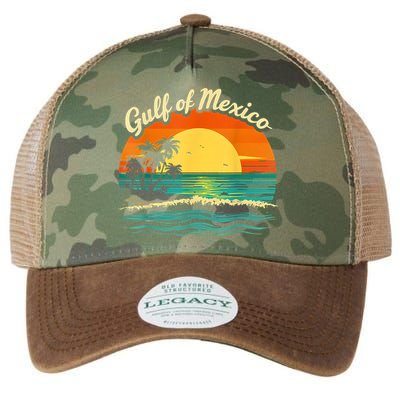 Gulf Of Mexico Beach Palms Summer Vacation Legacy Tie Dye Trucker Hat