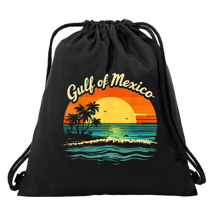 Gulf Of Mexico Beach Palms Summer Vacation Drawstring Bag