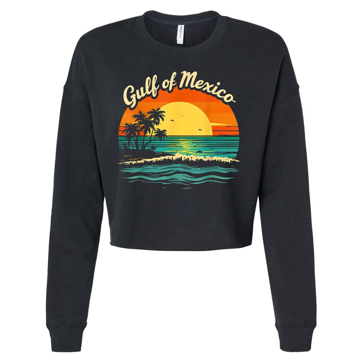Gulf Of Mexico Beach Palms Summer Vacation Cropped Pullover Crew