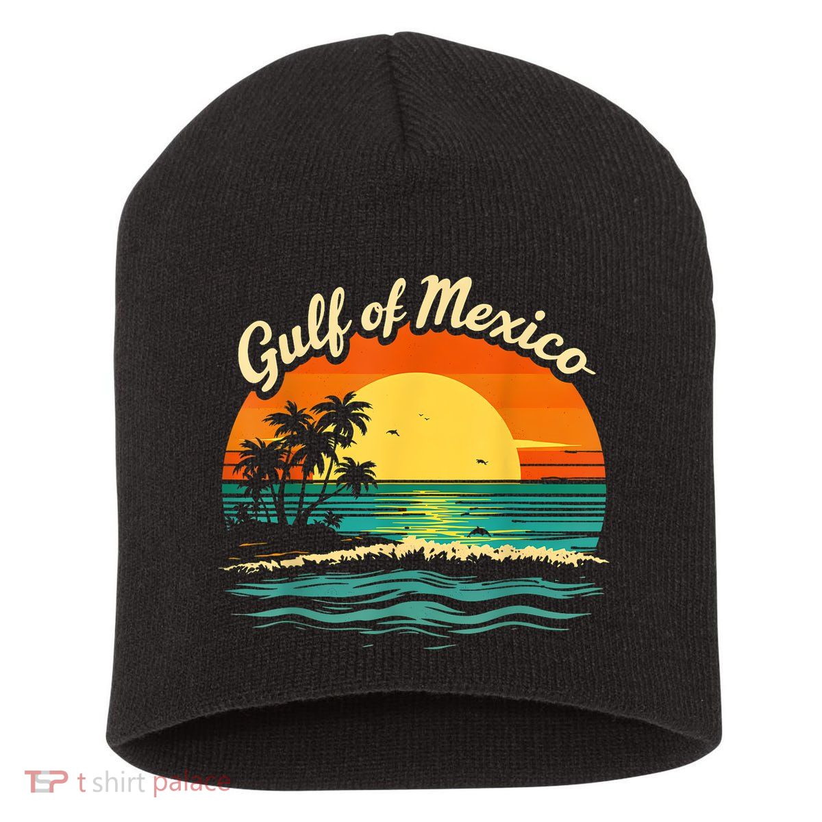 Gulf Of Mexico Beach Palms Summer Vacation Short Acrylic Beanie