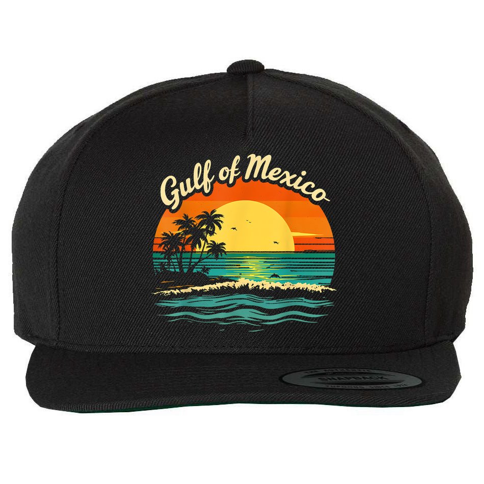 Gulf Of Mexico Beach Palms Summer Vacation Wool Snapback Cap