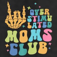 Groovy Overstimulated Moms Club Funny Trendy Mom 7 Panel Mesh Trucker Snapback Hat