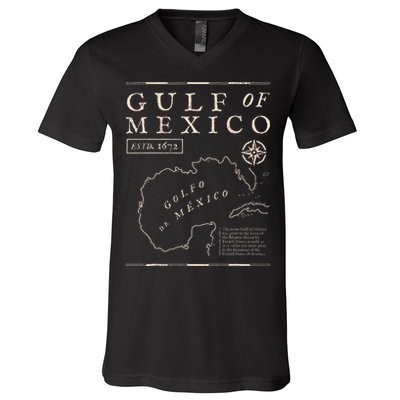 Gulf Of Mexico 1672 Historic Map V-Neck T-Shirt