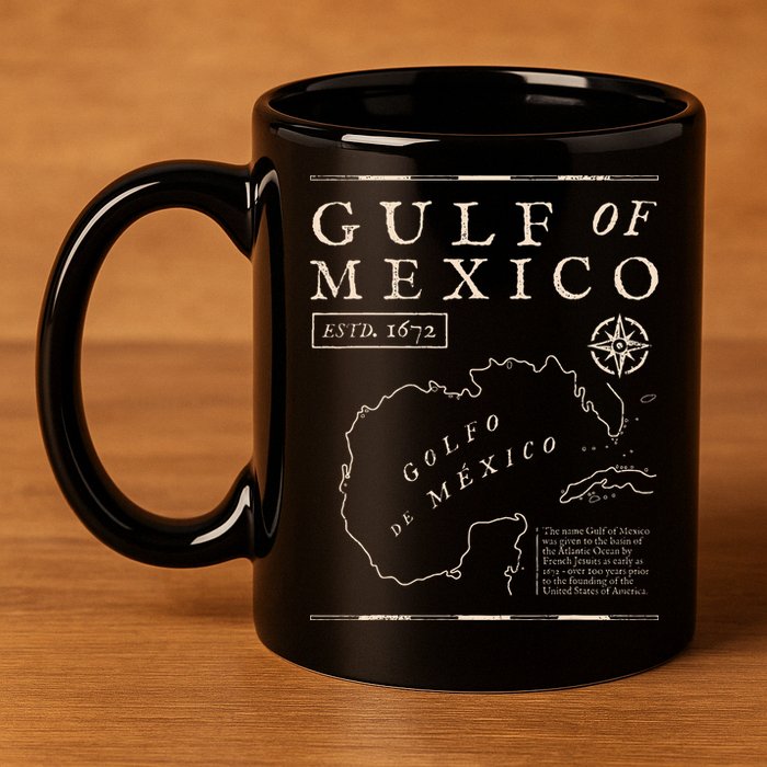 Gulf Of Mexico 1672 Historic Map 11oz C Handle Ceramic Mug
