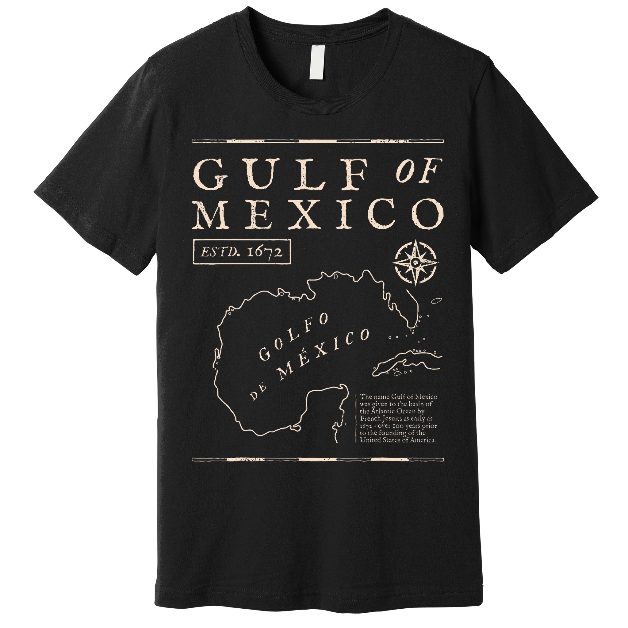 Gulf Of Mexico 1672 Historic Map Premium T-Shirt