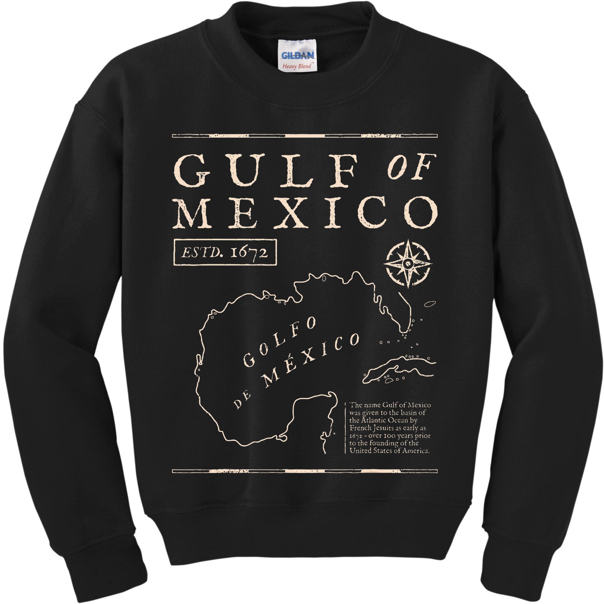 Gulf Of Mexico 1672 Historic Map Kids Sweatshirt