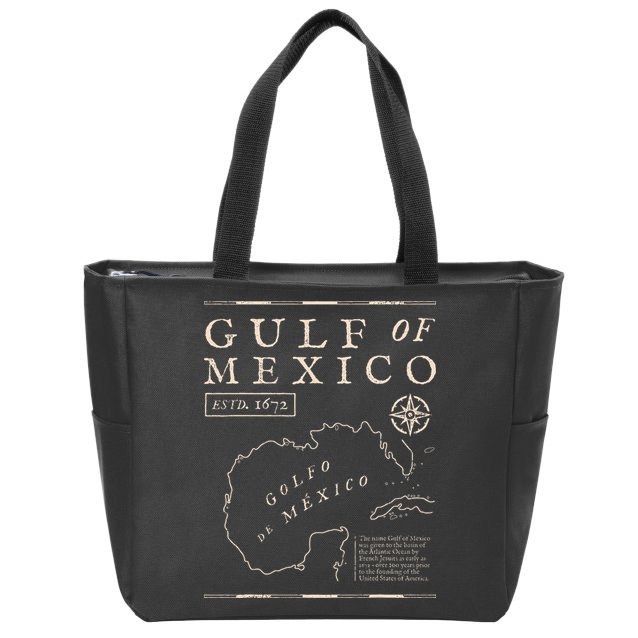 Gulf Of Mexico 1672 Historic Map Zip Tote Bag