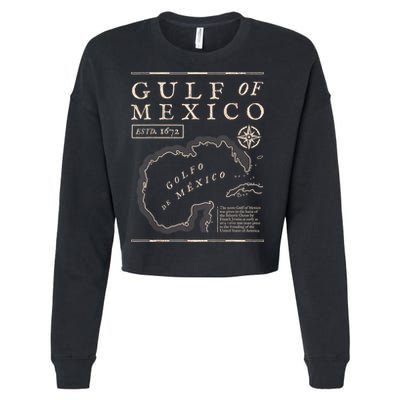 Gulf Of Mexico 1672 Historic Map Cropped Pullover Crew