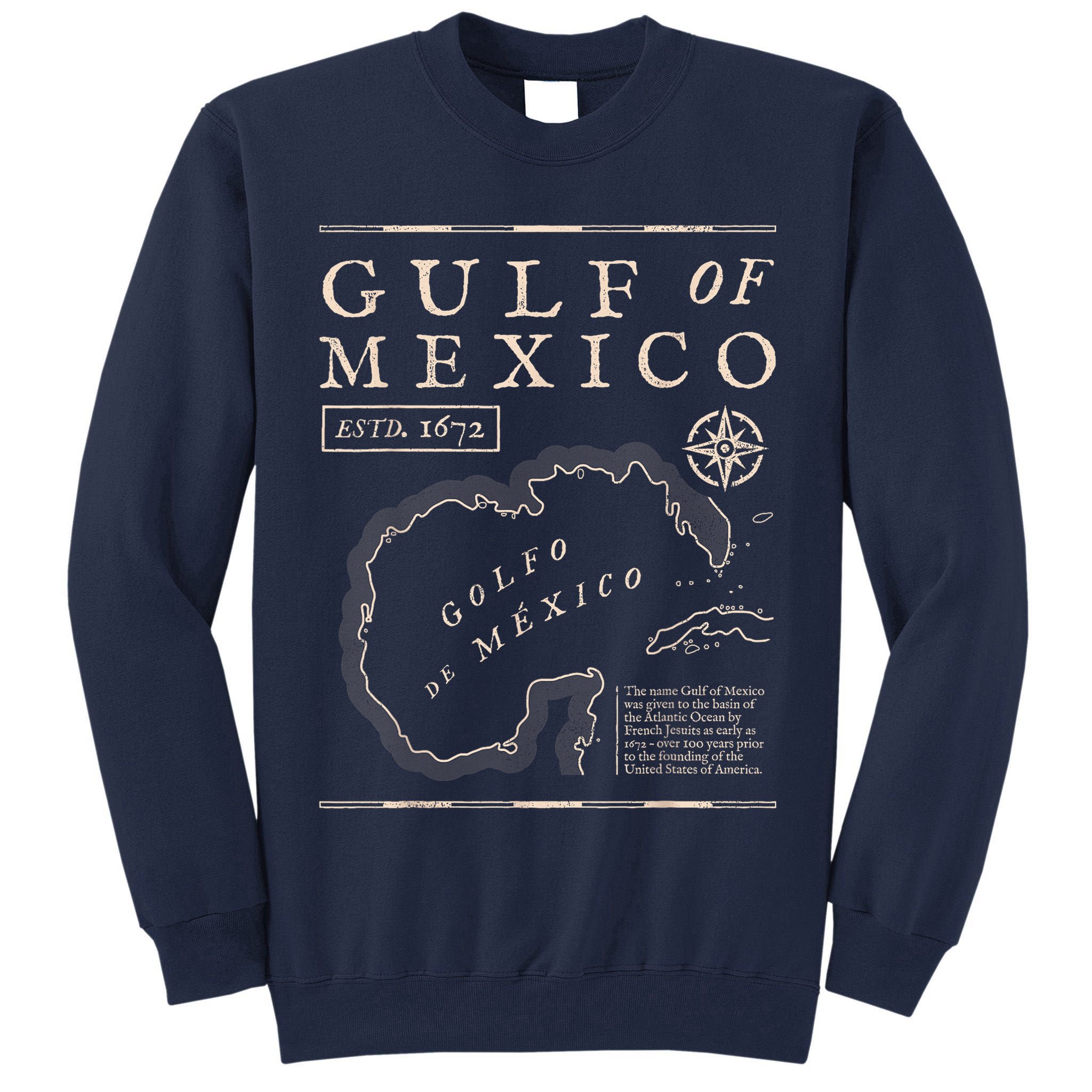 Gulf Of Mexico 1672 Historic Map Tall Sweatshirt