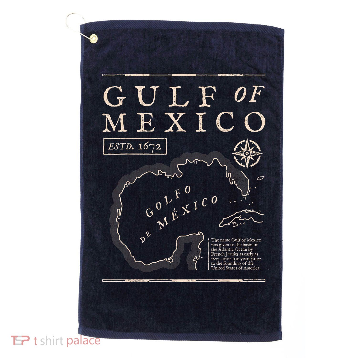 Gulf Of Mexico 1672 Historic Map Golf Towel