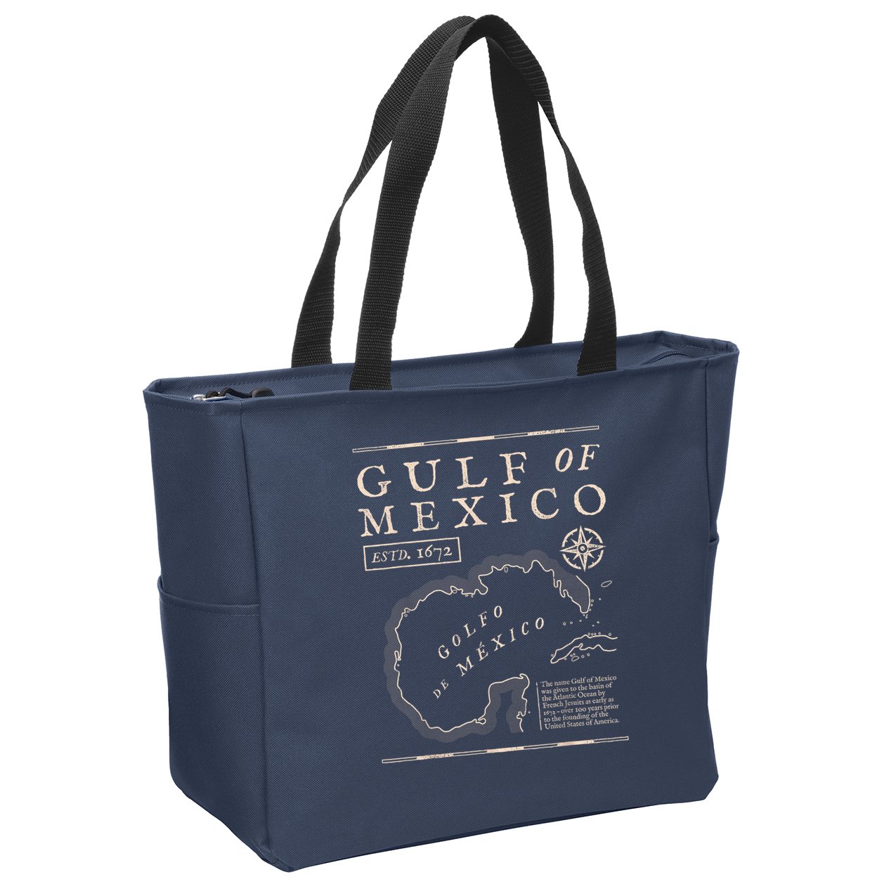 Gulf Of Mexico 1672 Historic Map Zip Tote Bag