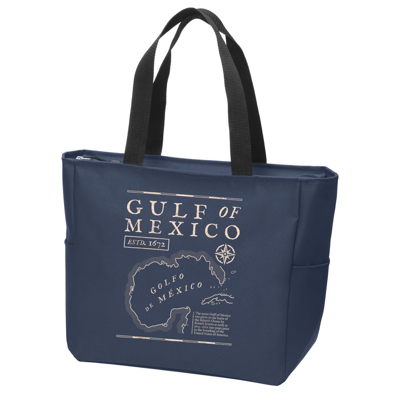 Gulf Of Mexico 1672 Historic Map Zip Tote Bag