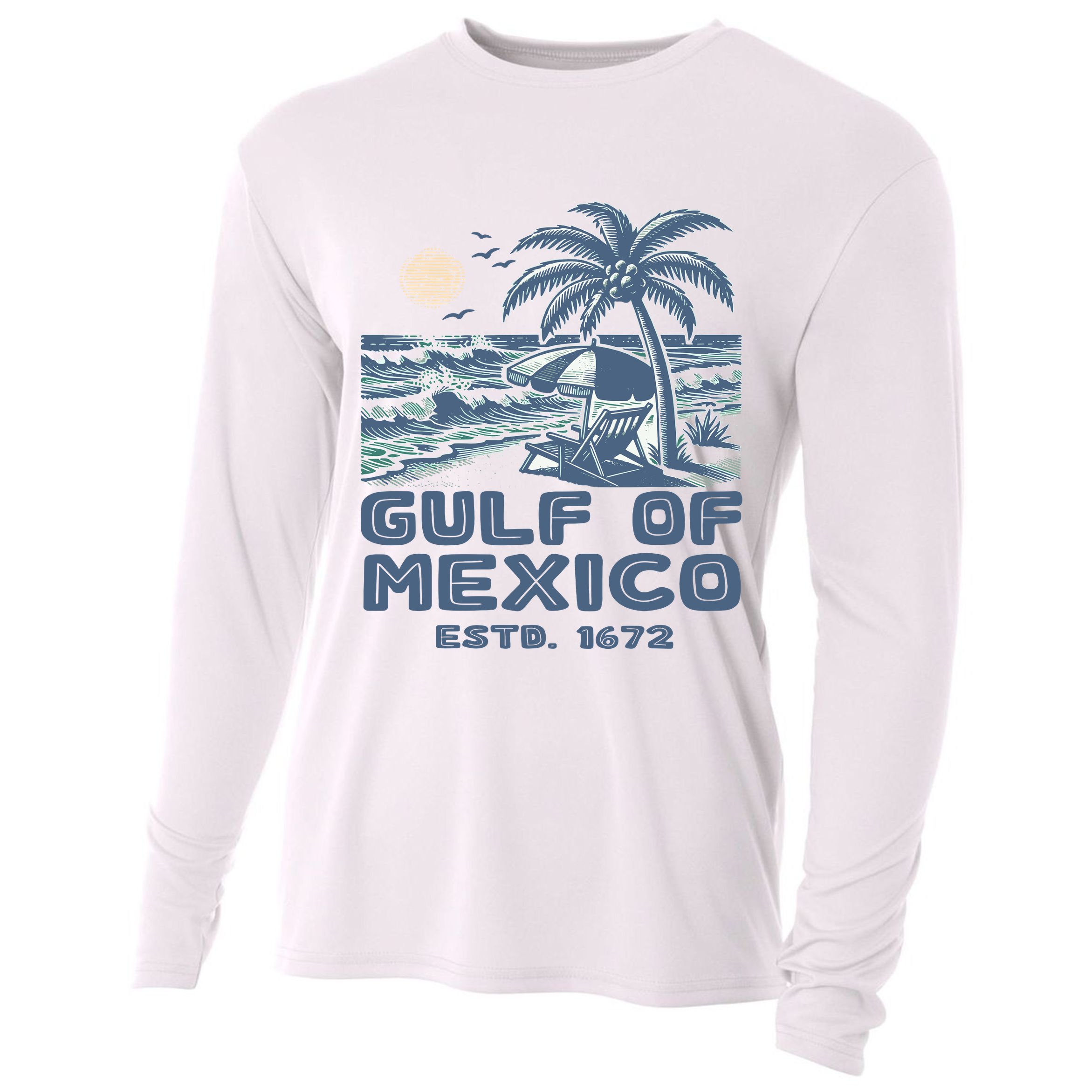 Gulf Of Mexico 1672 Vintage Beach Gulf Of Mexico Forever Cooling Performance Long Sleeve Crew