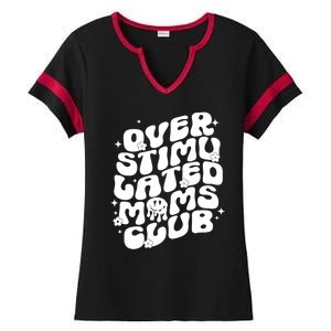 Groovy Overstimulated Moms Club Funny Trendy Mom Ladies Halftime Notch Neck Tee