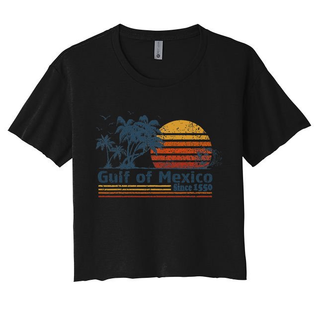 Gulf Of Mexico Est 1550 Retro Vintage Beach Crop Top