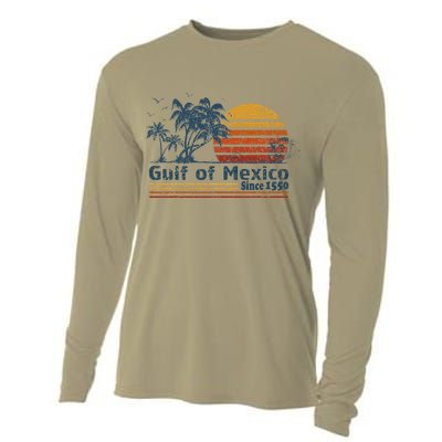 Gulf Of Mexico Est 1550 Retro Vintage Beach Cooling Performance Long Sleeve Crew